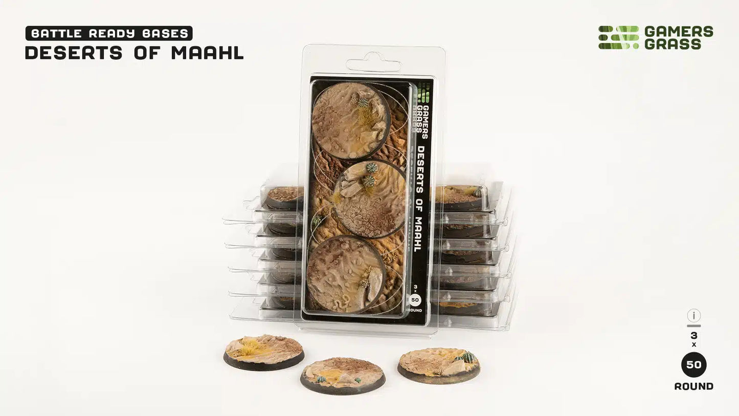 Gamers Grass: Bases Deserts of Maahl Round 50mm (x3)