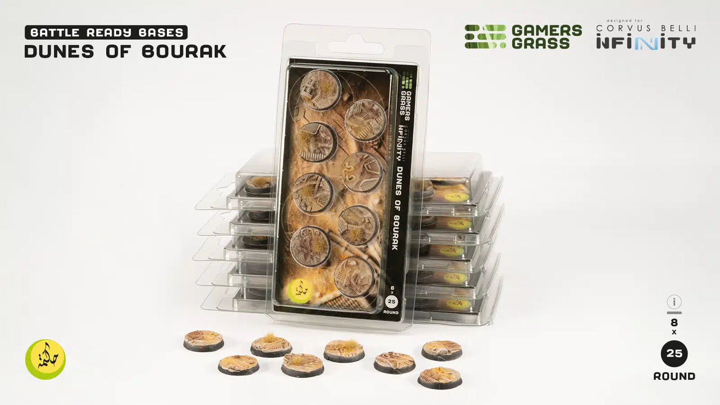 Gamers Grass: Bases Dunes of Bourak Round 25mm (8x)
