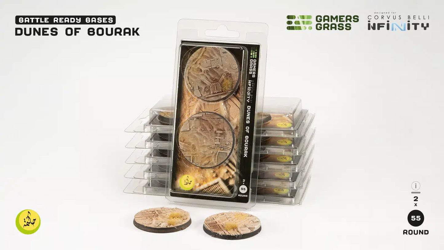 Gamers Grass: Bases Dunes of Bourak Round 55mm (2x)