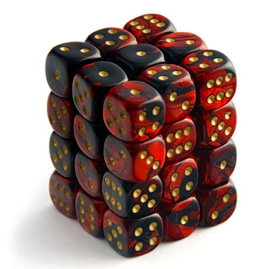 Chessex: Gemini 12mm D6 Black-Red/Gold (x36)