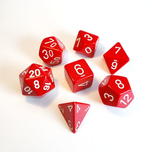 Chessex: Opaque Polyhedral Red/White 7-Die Set