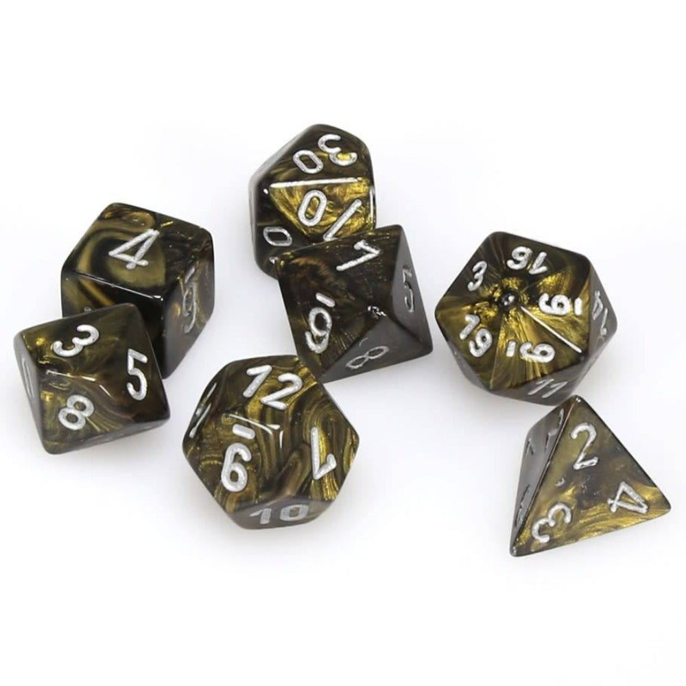 Chessex: Leaf Polyhedral Black Gold/Silver 7-Die Set