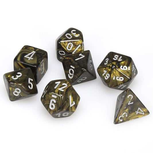 Chessex: Leaf Polyhedral Black Gold/Silver 7-Die Set