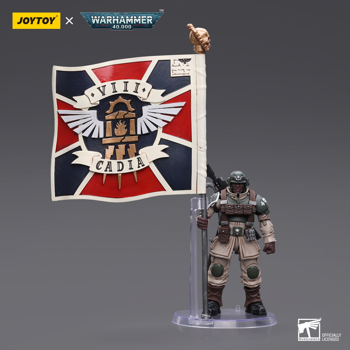 JoyToy: Warhammer 40k Astra Militarum Cadian Command Squad Veteran with Regimental Std