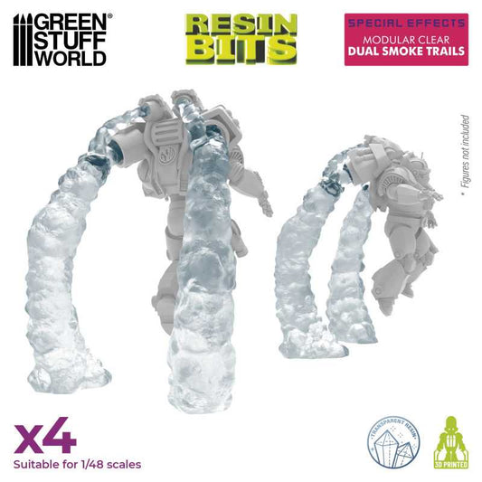 Green Stuff World: Resin Bits - 1/48 Modular Clear Dual Smoke Trails for Jump Packs