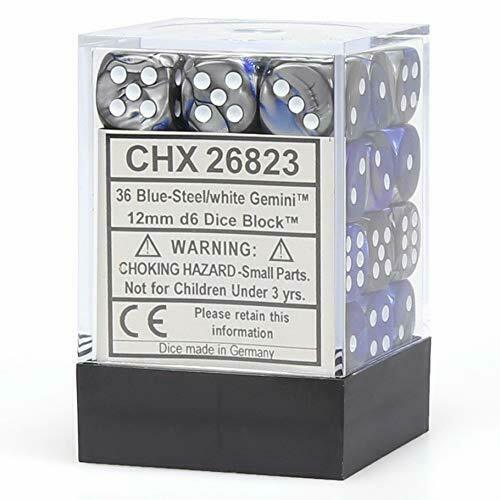 Chessex: Gemini 12mm D6 Blue-Steel/White (x36)