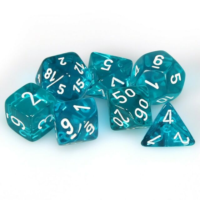 Chessex: Translucent Polyhedral Teal/White 7-Die Set