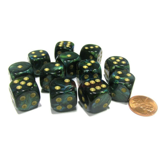 Chessex: Scarab 16mm D6 Jade/gold (x12)