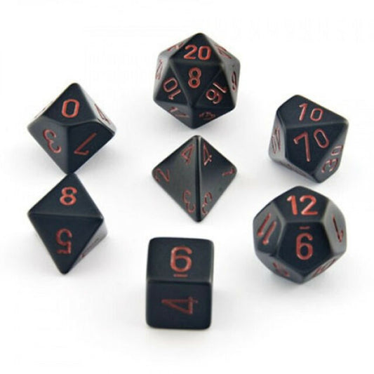 Chessex: Opaque Polyhedral Black/Red 7-Die Set