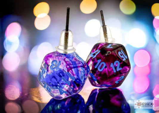 Chessex: Earrings Mini D20 Pair Nebula Nocturnal (Stud)