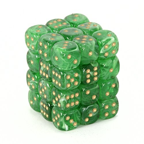 Chessex: Vortex 12mm D6 Green/Gold (x36)